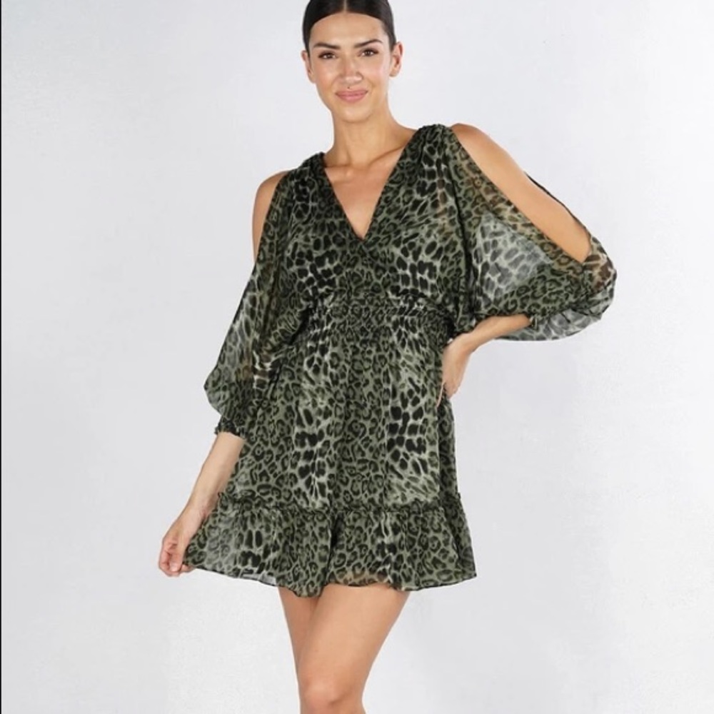 NEW 💋 Lovestitch Green Leopard Cut Out Dress
